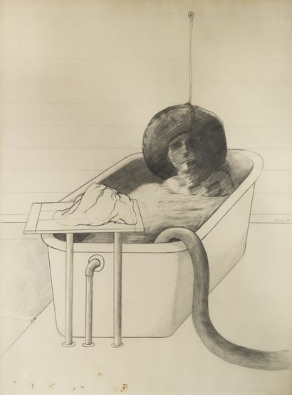 Alejandro MARCOS (1937) Bath, 1972. 

Pencil on paper signed and monogrammed on the...