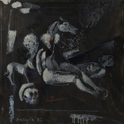 Vittorio BASAGLIA (1936-2005) Composition, 1983. 

Huile sur toile, signée et datée...