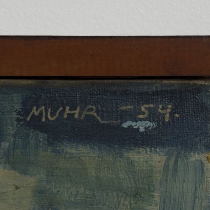 MUHR (XX) Composition abstraite. 

Huile sur toile, signée en haut à droite. 

46...