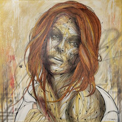 HOPARE (1989) Portrait de femme 

Acrylique sur toile signée en bas à droite. 

100...