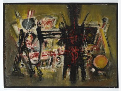 Franz BEER (1929) Composition, 1954.

Oil on paper pasted on panel. 

Signed and...