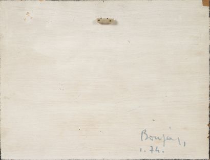 Claude BOUJON (1930) Visage. 

Papier mâché laqué sur panneau laqué rouge, signé...