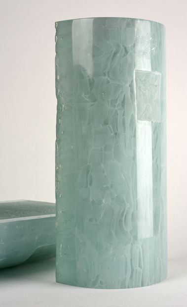 Jacki & Martine PERRIN (XX-XXI) Two sculptures in glass and engraved glass paste....