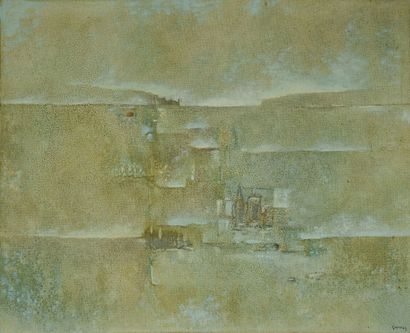 Abdelkader GUERMAZ (1919-1996) Clair Matin. 

Huile sur toile signée en bas à droite,...