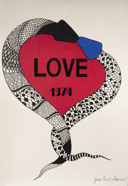Yves SAINT-LAURENT, d'après Love, 1974. 

Lithographie en couleurs.

52.5 x 36.5...
