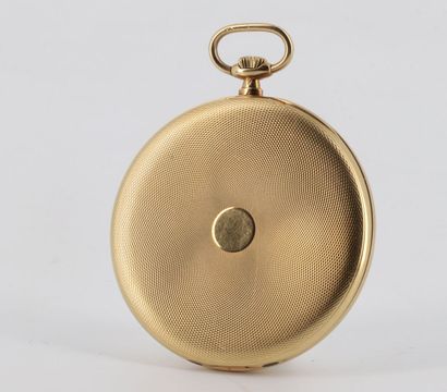 MOVADO vers 1930 Superb pocket watch in yellow gold 750°, flat case with two hinges,...