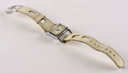 DIMA "Étrier" vers 1965 Ladies' watch in steel, rectangular case with "stirrup" handles,...