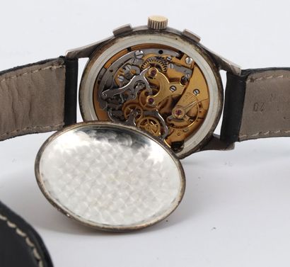 TELDA "1941- Phases de lune -Date" vers 1950 Rare chronographe en argent (925) fabriqué...