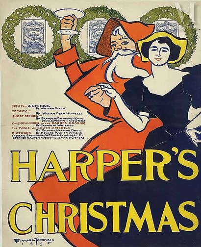 null Harper'S Christmas Harper'S Christmas Affiche entoilée/ Vintage Poster on Linnen...