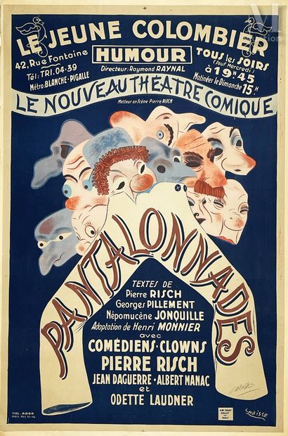 null Pantalonades Le Jeune Colombier Le Nouveau Théâtre Comique Poster Signed in...