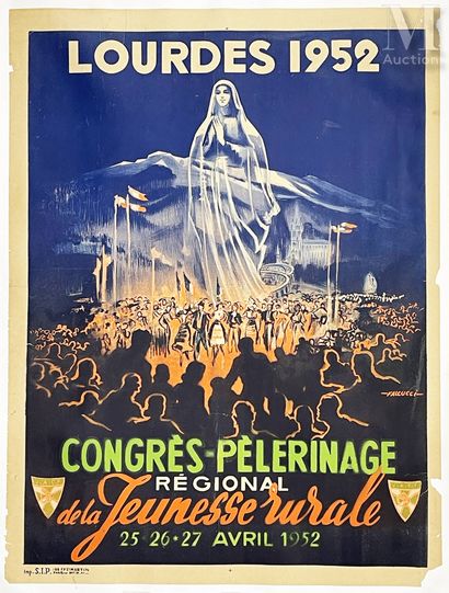 null Lourdes 1952 Congrès Pélerinages Régional de la Jeunesse Rurale Lourdes 1952...