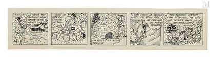 DUBOIS, Claude (1934-2022) Neige/igloo - Original humorous strip in 5 boxes published...