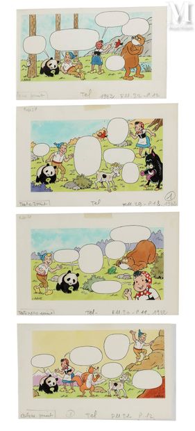 DUBOIS, Claude (1934-2022) Série Sylvain & Sylvette - Ensemble de 6 dessins originaux...