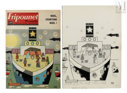 DUBOIS, Claude (1934-2022) Nuit de Noël/ Bateaux de pêcheurs - Original double cover...