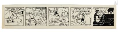DUBOIS, Claude (1934-2022) Camping - Original humorous strip in 5 boxes published...