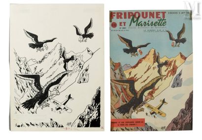 DUBOIS, Claude (1934-2022) Mermoz, l'aviateur - Set including original magazine cover,...