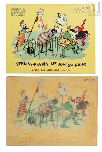 CUVILLIER, Maurice Octave Lucien (1897-1957) Couverture originale de l'album " Perlin...
