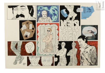 DUBOIS, Claude (1934-2022) Art Graphique - "RIEN RIEN"- Large original color plate...