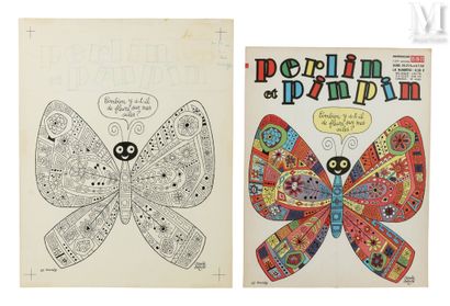 DUBOIS, Claude (1934-2022) Papillon - Original cover of the periodical "Perlin et...