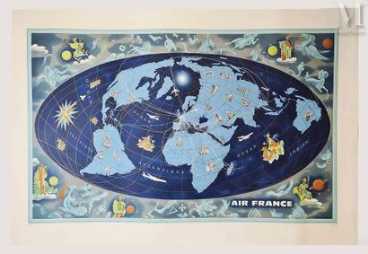 null BOUCHER LUCIEN Air France Constellation Bleu nuit Planisphère Air France Constellation...