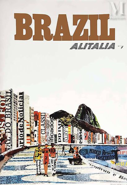 null HIELSCER HARTMUT Brazil Alitalia Affiche signée par Harmut Hielscher Brazil...