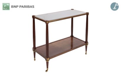 null Mahogany side table, with two trays, the feet tapered, fluted, filleted ended...