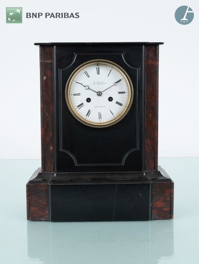 null Mantelpiece including a Napoleon III clock and a black and white veined marble...