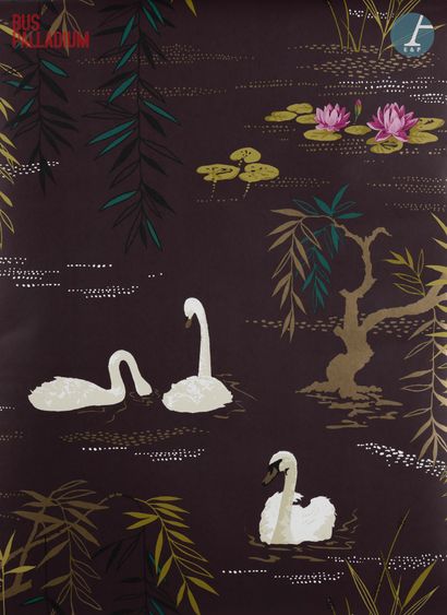 null From the Palladium Bus

A roll of wallpaper, swans pattern on brown background.

L...