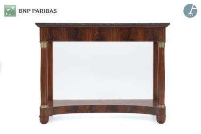 null Wall console and oak and mahogany veneer, with detached columns and ringed with...