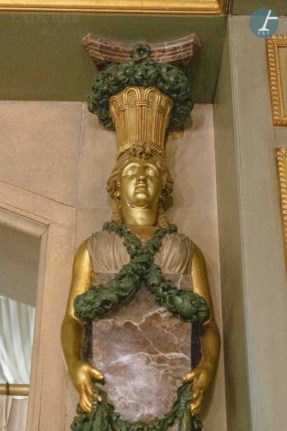 null From the Maison Ladurée - Entrance hall. 

Set of three caryatids in plaster...