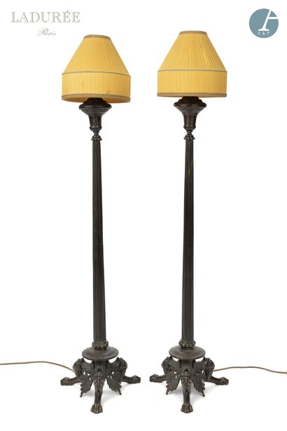 null From the House of Ladurée - Salon Castiglione.

Pair of tripod lamps in black...