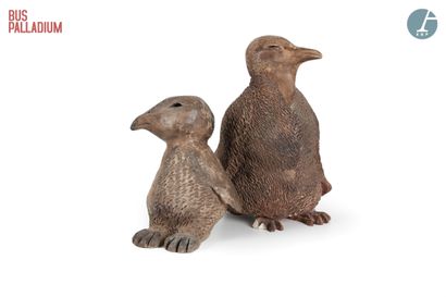 null Modern School

Mama Penguin and her chick

two sculptures in plaster with brown...