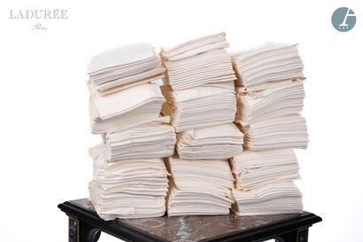 null From the Maison Ladurée - Offices.

Lot of 400 rectangular ivory cotton napkins,...