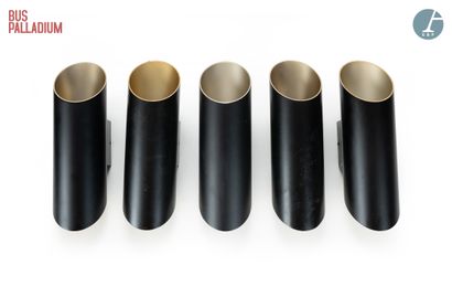 null From the Palladium Bus



TOM DIXON

Set of 4 cylindrical sconces, black lacquered...