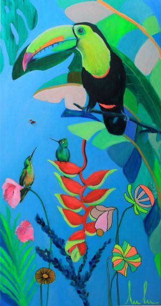 LULU (née en 1977) "Triptyque tropical" (2019)
Huile sur toile, acrylique, signée...
