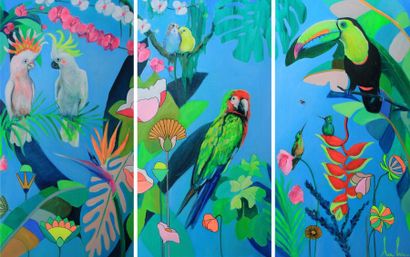 LULU (née en 1977) "Triptyque tropical" (2019)
Huile sur toile, acrylique, signée...