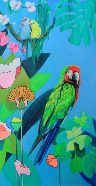 LULU (née en 1977) "Triptyque tropical" (2019)
Huile sur toile, acrylique, signée...