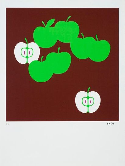Jean COULOT (1921-2008) "Pommes", 
 Sérigraphie,
 Épreuve d'artiste,
 signée en bas...