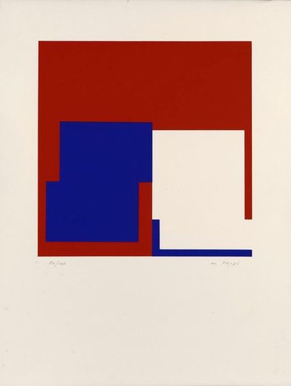 HENRI PROSI (1936-2010) "Composition Rouge",
 Sérigraphie,
 Signée en bas à droite,
 Numérotée...