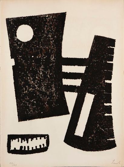 Berto Lardera (1911-1989) "Compositions noires",
 Sérigraphie,
 Signée en bas à droite,
 Numérotée...