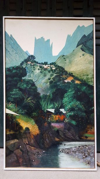 Jean THOMAS (1923-2019) Polynesia - Tahiti: The Tiara from the bridge over the Fautaua...