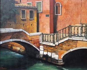 Jean THOMAS (1923-2019) Venice - The Double Bridge and Calle Zon, oil on canvas,...