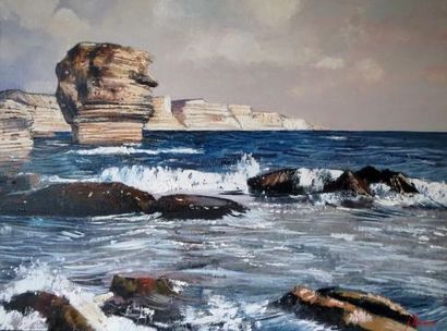 Jean THOMAS (1923-2019) Corsica - Bonifacio - The grain of sand and the cliffs of...