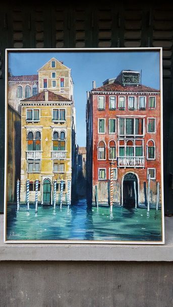 Jean THOMAS (1923-2019) Venice - Entrance of the Rio San Maurizio in the Grand Canal,...