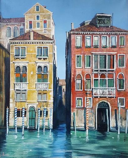 Jean THOMAS (1923-2019) Venice - Entrance of the Rio San Maurizio in the Grand Canal,...