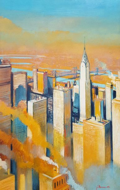 Jean THOMAS (1923-2019) New York - Fin d'après-midi d'été sur le Chysler Building...