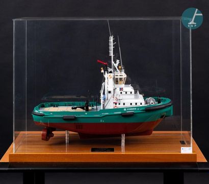 Maquette Maquette du remorqueur offshore Pyrrhos Port aux Français, sous vitrine...