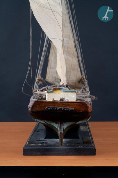 Maquette Wooden model of the Nagrit, a Finnish wooden sailing ship. 
84 cm x 84 ...