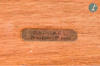 En provenance du siège de la Région Île-de-France Blackened wood table, brass gallery,...