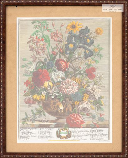 En provenance de l'Hôtel Saint James Albany "Les mois de l'année, bouquets de fleurs",...